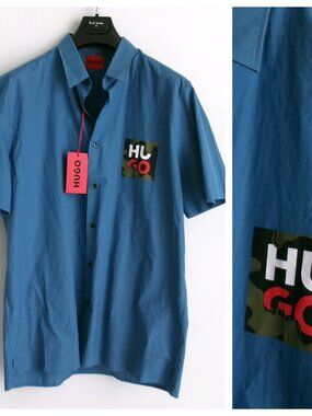 NWT HUGO BOSS MEN'S SHIRT EBOR STYLE BLUE Sz-XXL